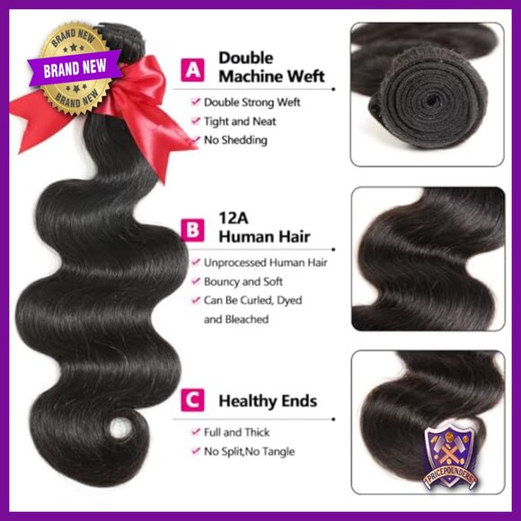 12A Brazilian Body Wave Human Hair Bundles with 4x4 HD Lace Closure